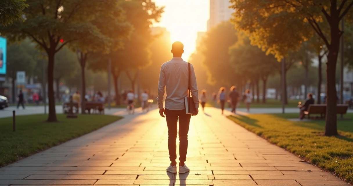 Person at a crossroads choosing a path aligned with inner values 