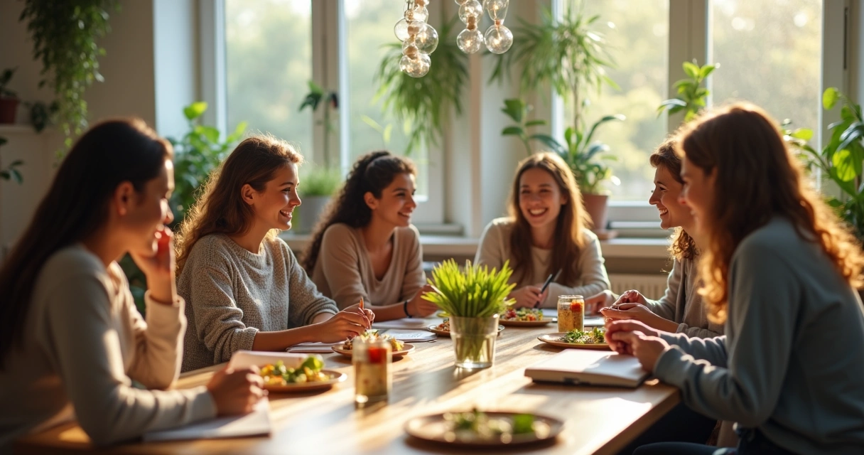 People in diverse group practicing mindful activities