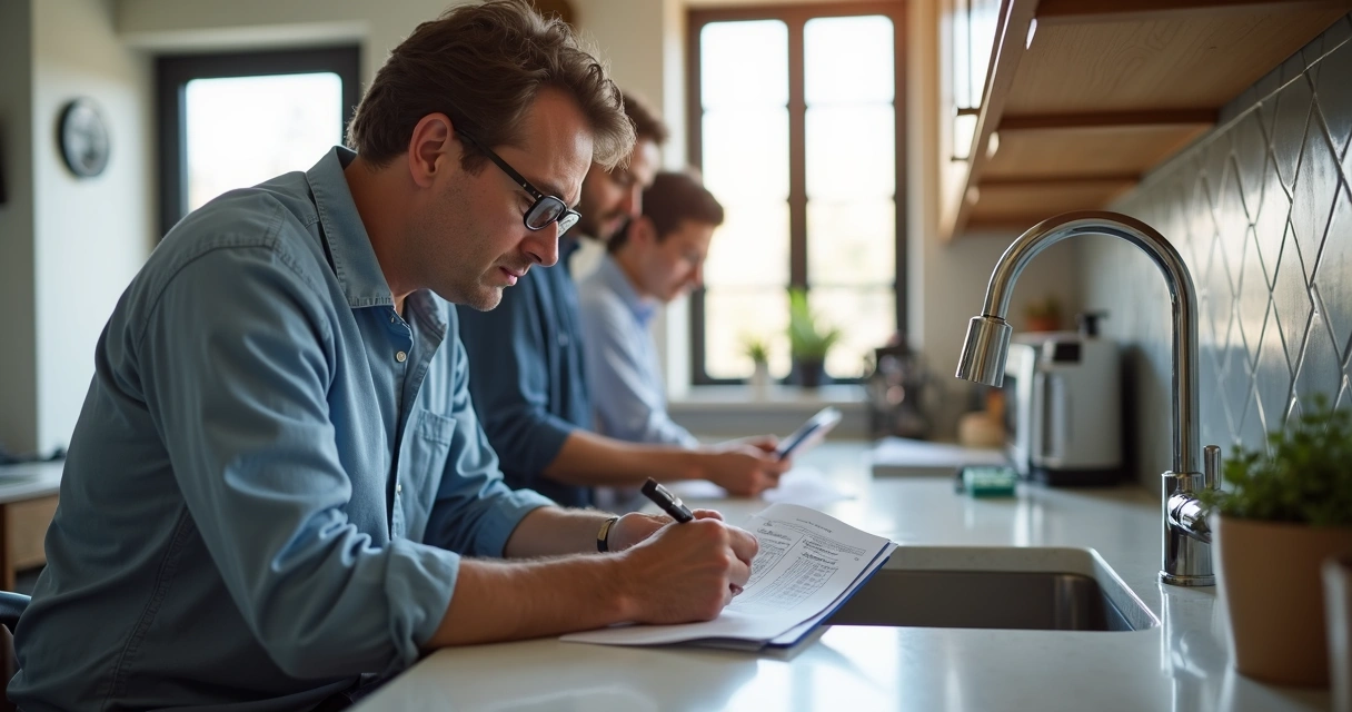 Home inspector with checklist at an open house 