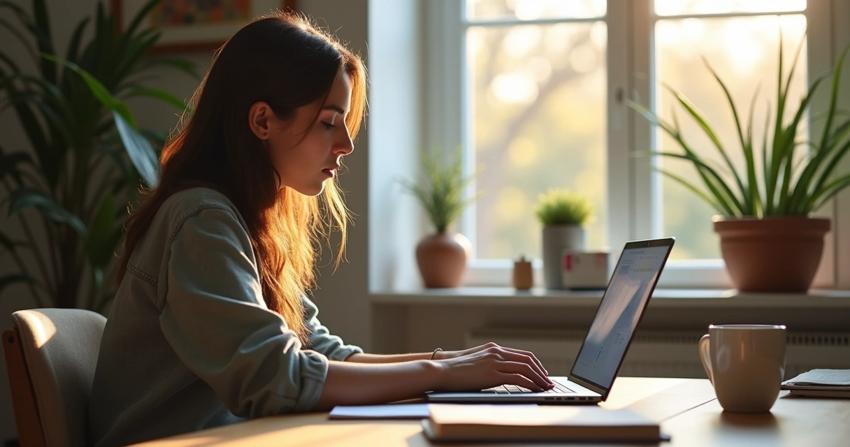 Pessoa trabalhando no home office com autenticidade 