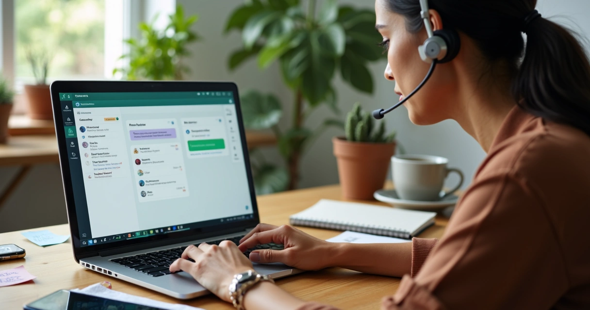 Profissional de vendas remoto em home office 