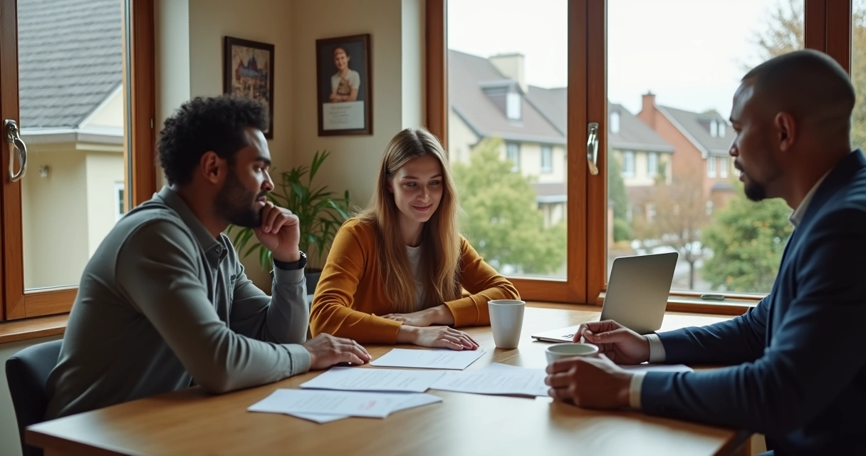 Homebuyer meeting with advisor about mortgage options 