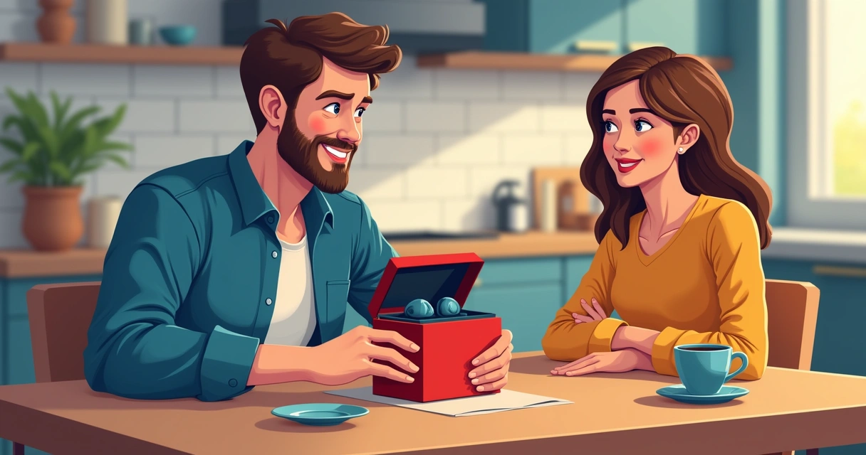 Homem surpreso ao abrir caixa de eletrônico