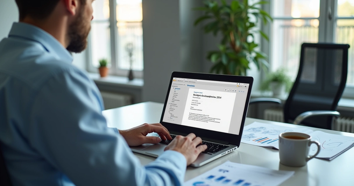 Homem conferindo email no escritório 
