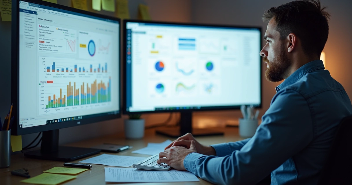 Pessoa analisando feedback de clientes em um computador