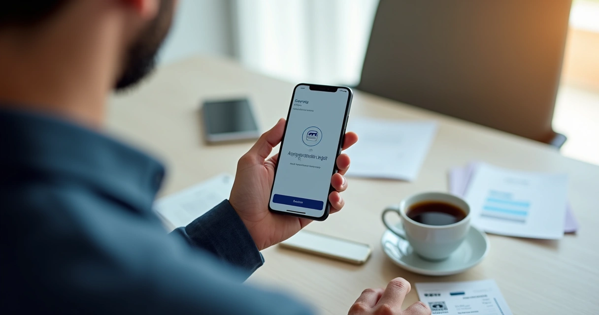 Homem usando o aplicativo CNH Digital no celular 