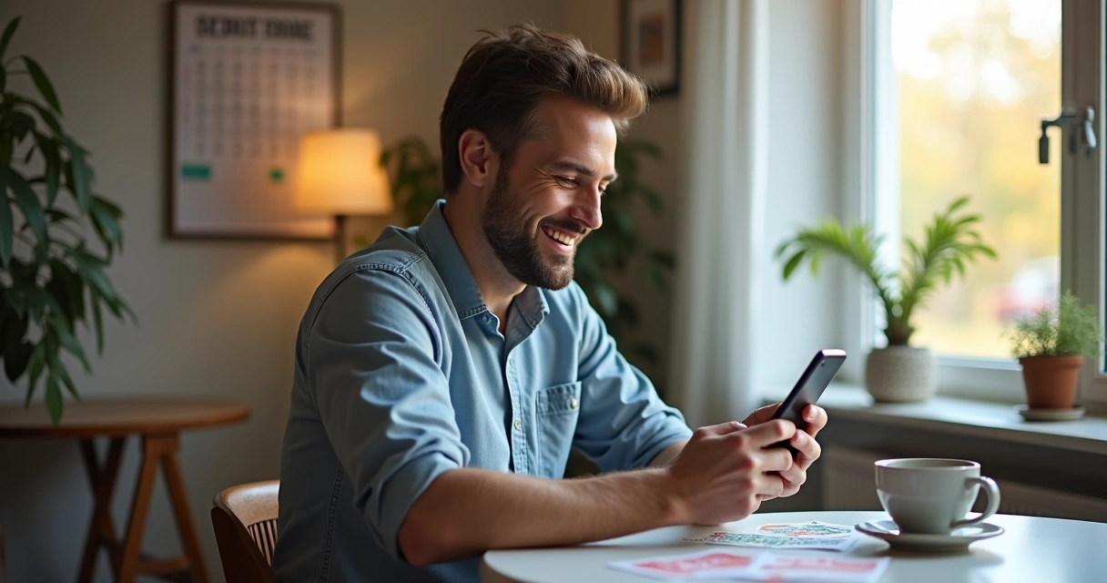 Pessoa usando um celular para apostar em bolão online na Mega-Sena 