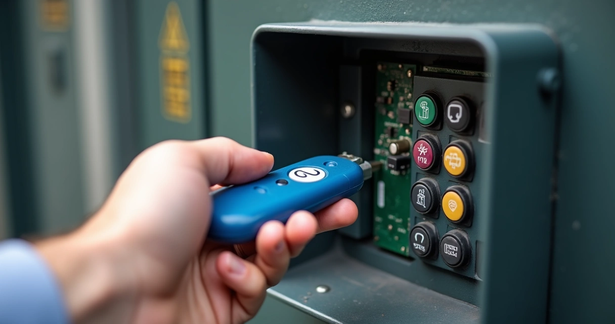 Pessoa cadastrando novo controle em central de portão