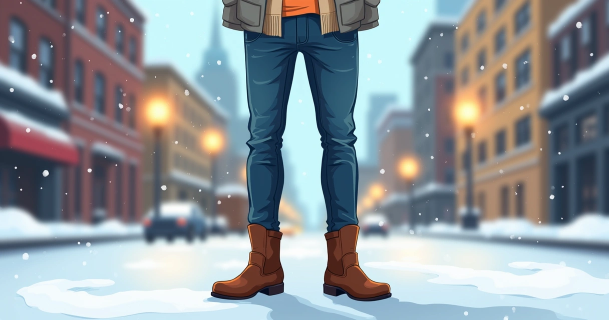 Homem usando bota masculina com calça jeans e jaqueta de inverno