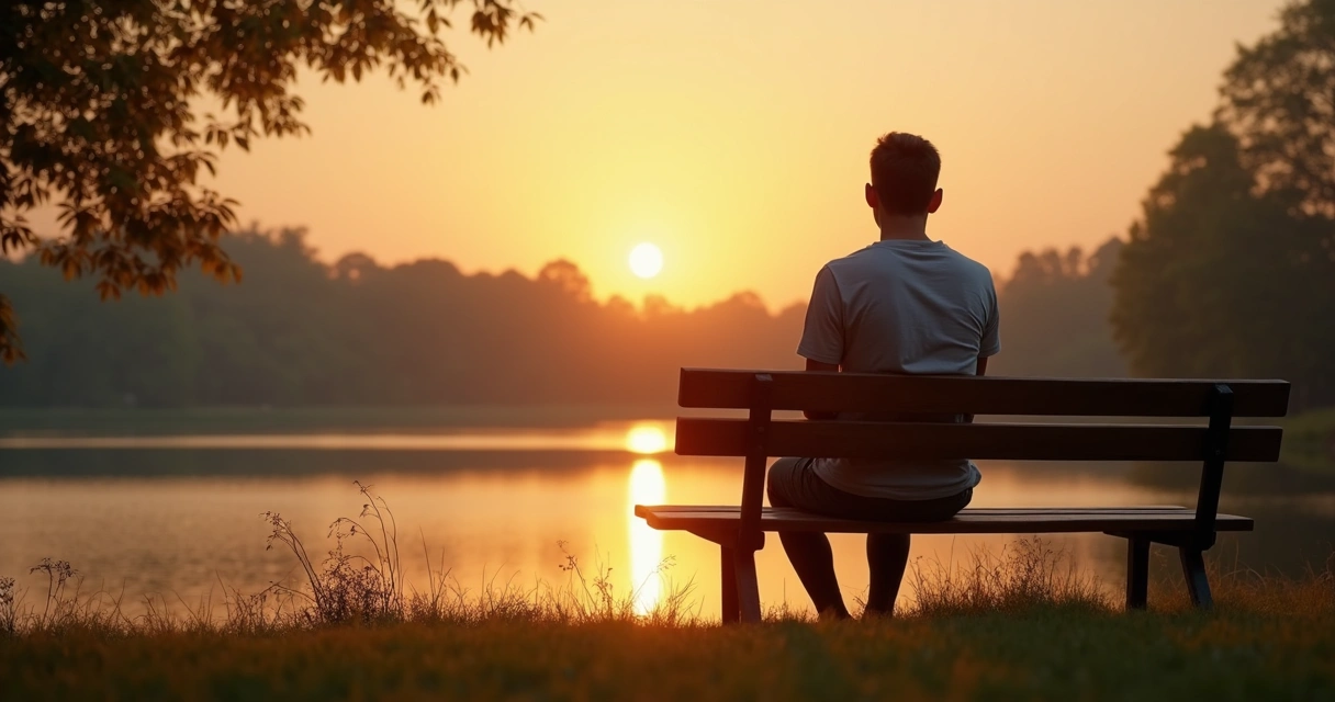 Homem sentado sozinho olhando para o horizonte