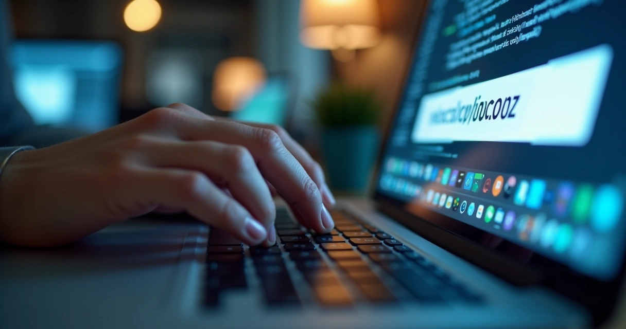 Pessoa digitando o nome do site no navegador