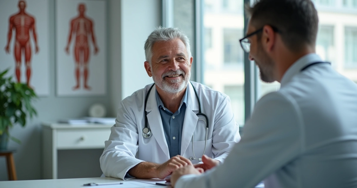 Homem pensativo conversando com médico sobre tratamento de disfunção erétil 