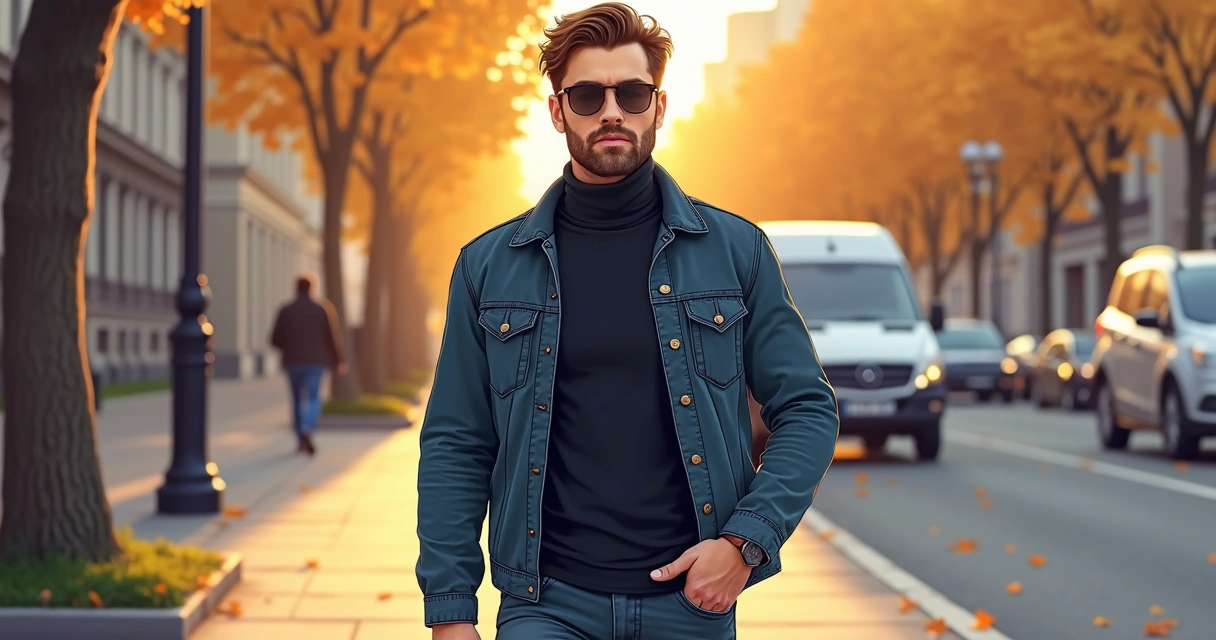 Homem usa gola alta com jaqueta no inverno