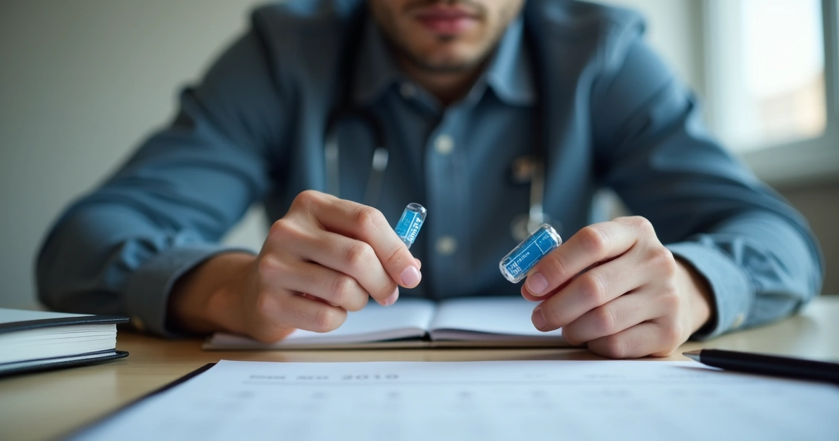 Homem segurando comprimidos de PrEP com expressão pensativa