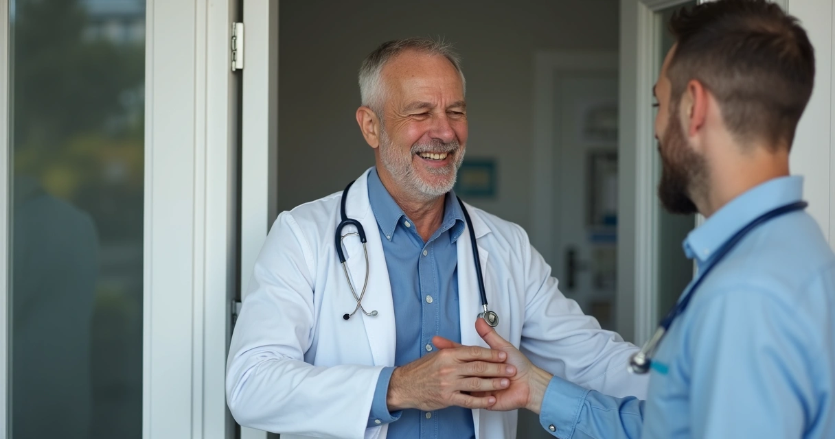 Homem sorrindo consultando médico urologista 