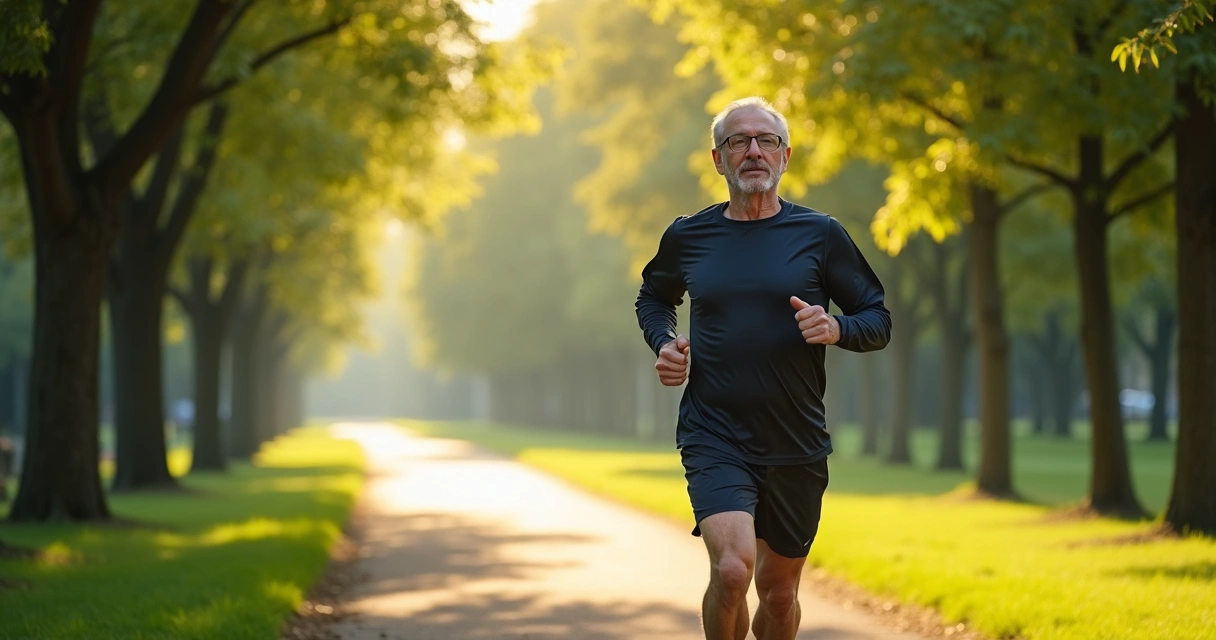 Homem maduro praticando caminhada ao ar livre em parque