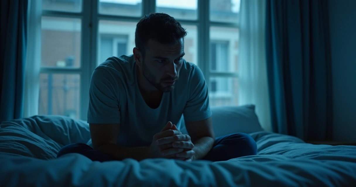 Homem sentado refletindo com expressão de sofrimento 