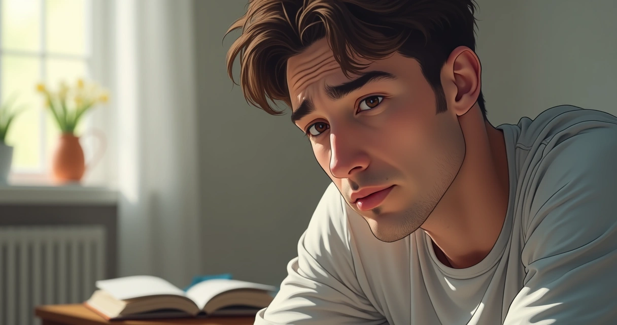 Homem pensativo olhando para baixo 