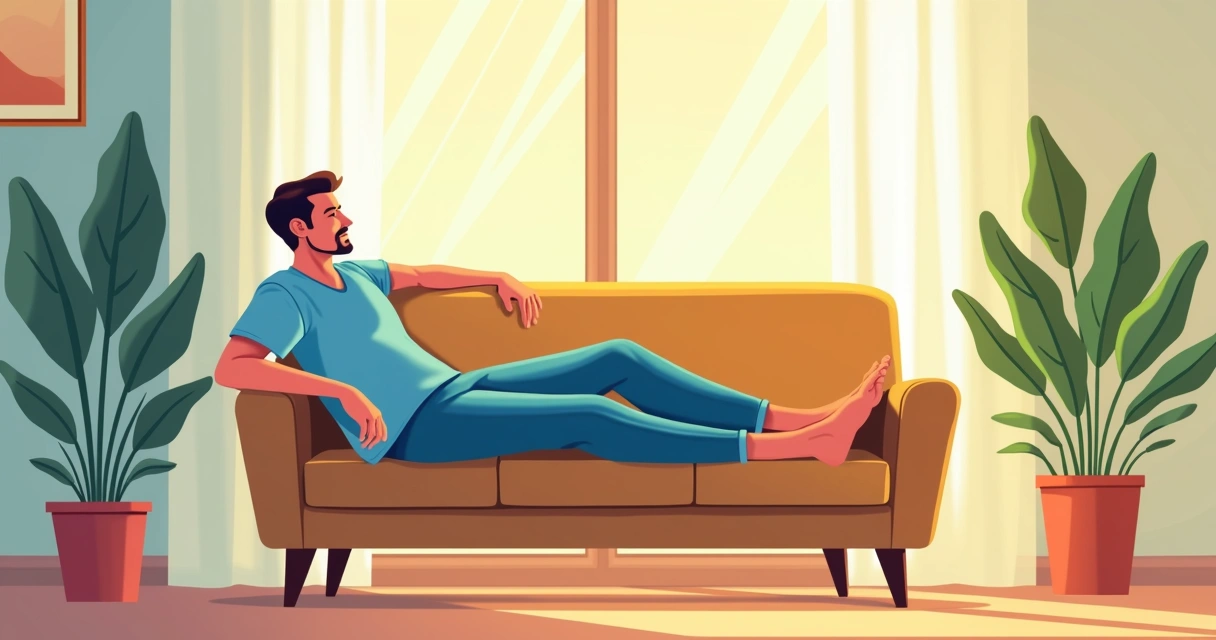 Homem relaxando de samba canção em casa