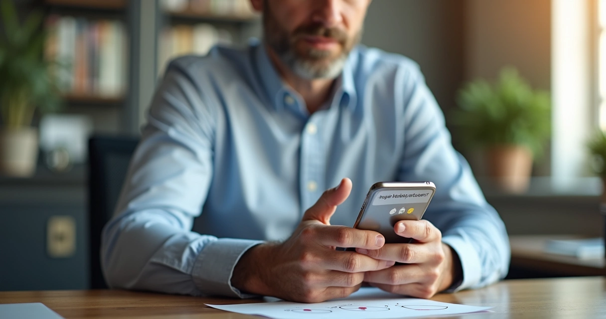 Homem respondendo pesquisa de satisfação no celular