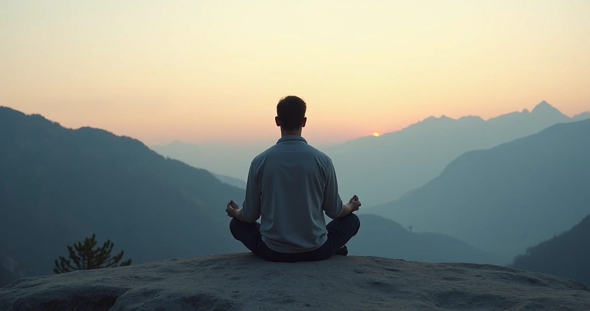 Homem sentado sozinho em uma paisagem silenciosa e tranquila