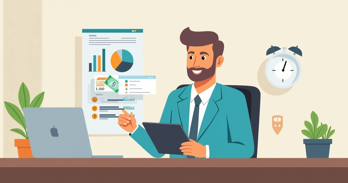 Homem de negócios usando tablet para simular resgate de previdência 