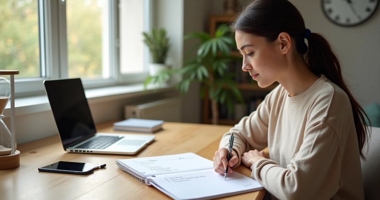 Pessoa olhando agenda organizada e tomando decisão de agir 