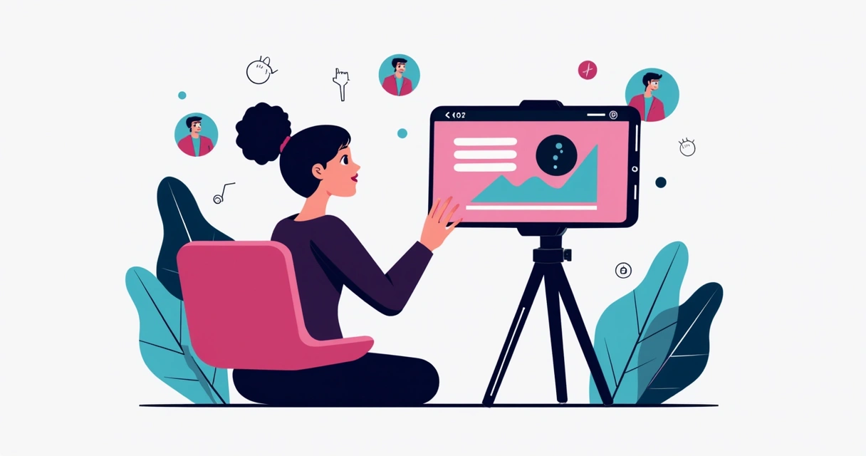 Pessoa grava vídeo apontando para link de landing page no TikTok 