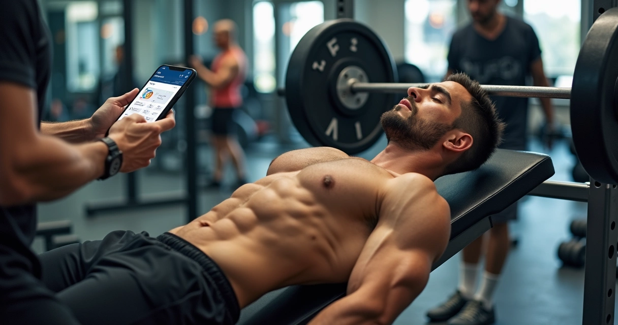 Homem treinando força com técnica de 3/7 na academia 