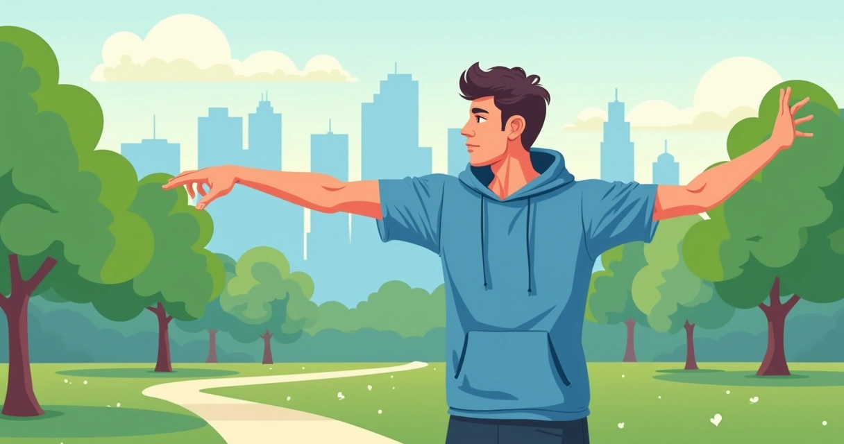 Homem se alongando no parque com camiseta esporte de capuz