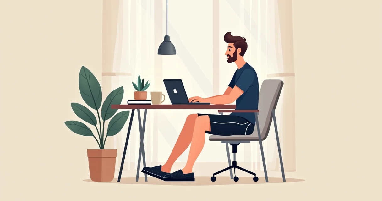 Homem em home office usando roupa formal confortável durante videochamada