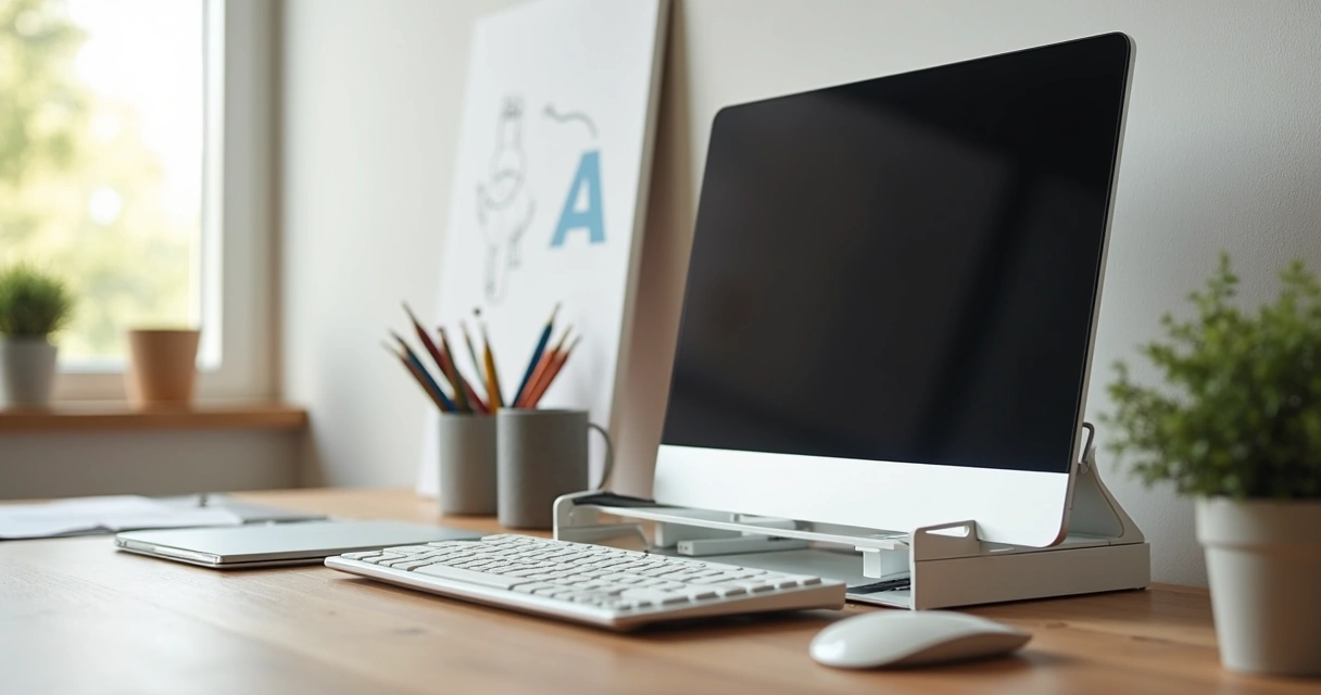 Home office organizado com acessórios e materiais bem distribuídos 