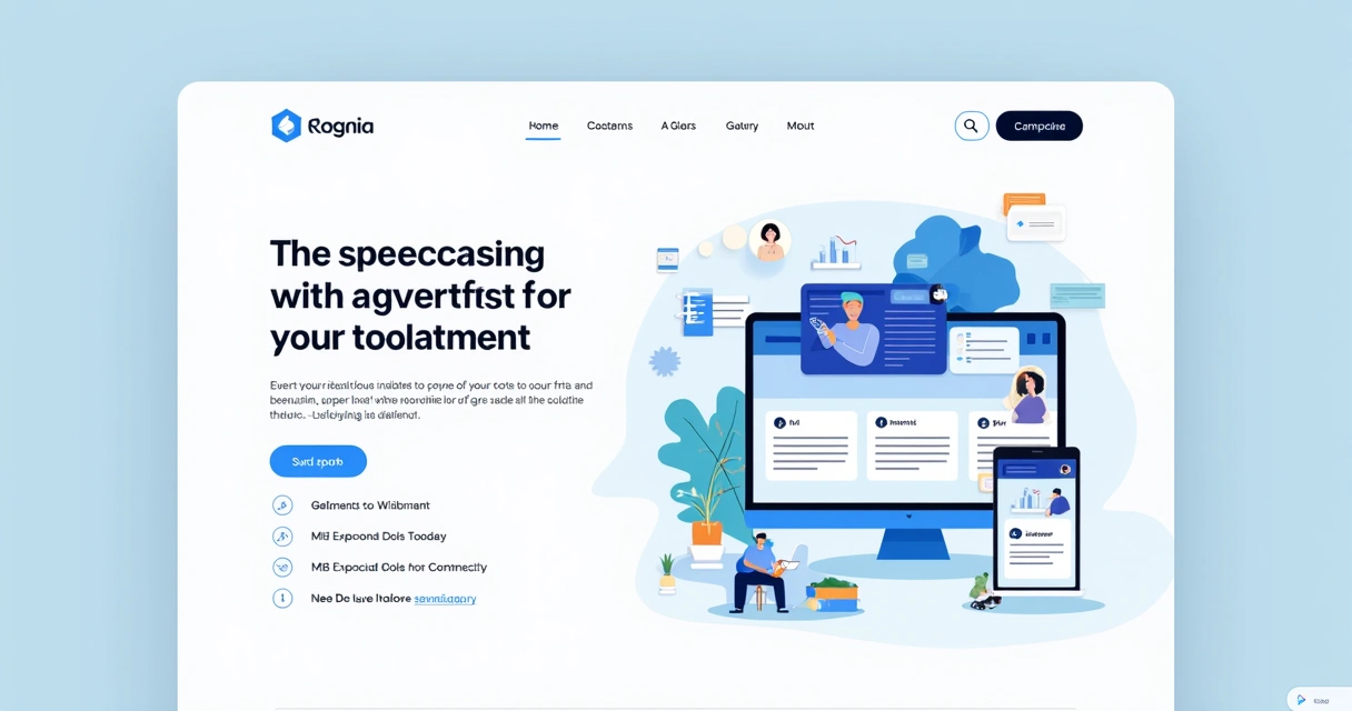 Layout de homepage profissional com menus, destaque, depoimentos e rodapé visualizados em desktop e celular 
