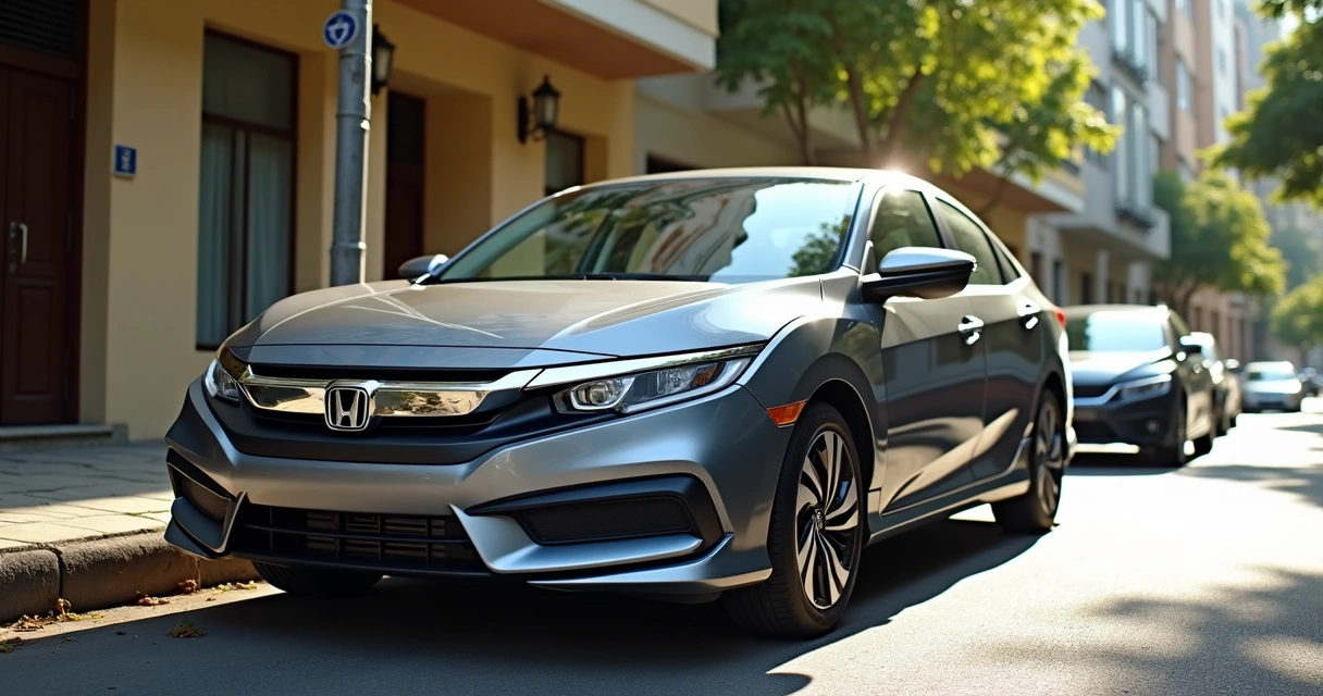 Honda seminovo de cor cinza estacionado em rua urbana 