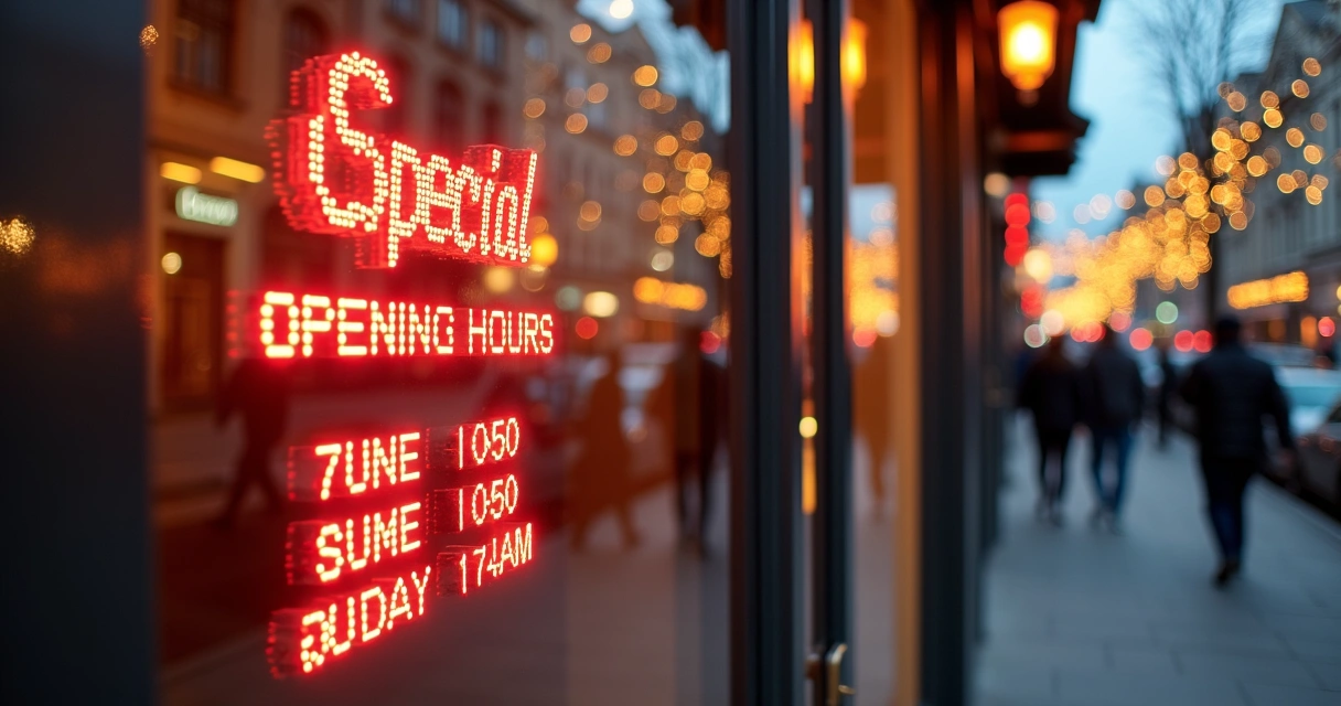 Placa digital com horário de funcionamento especial