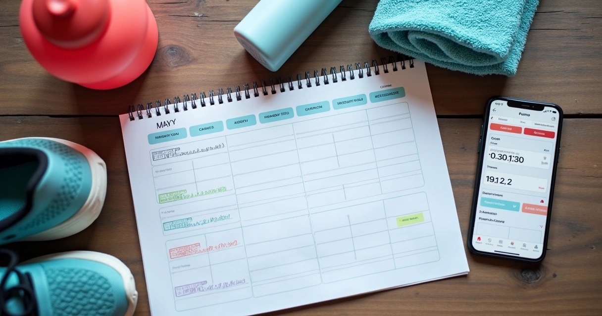 Agenda semanal destacando horários de treino na academia 