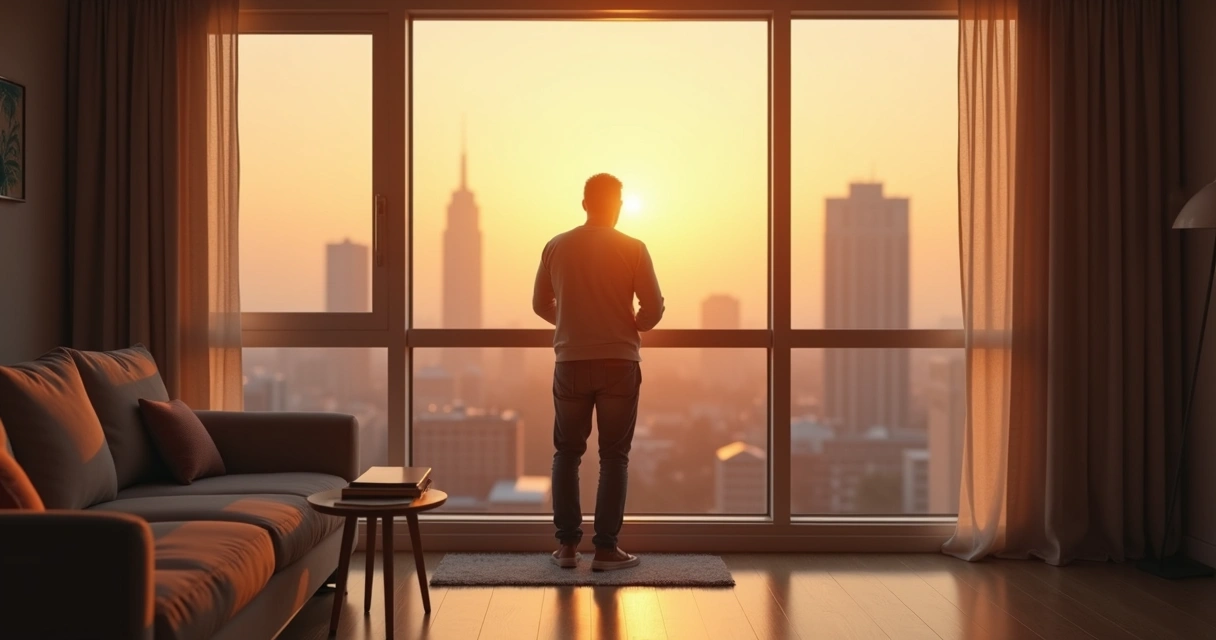 Pessoa olhando horizonte ao amanhecer 