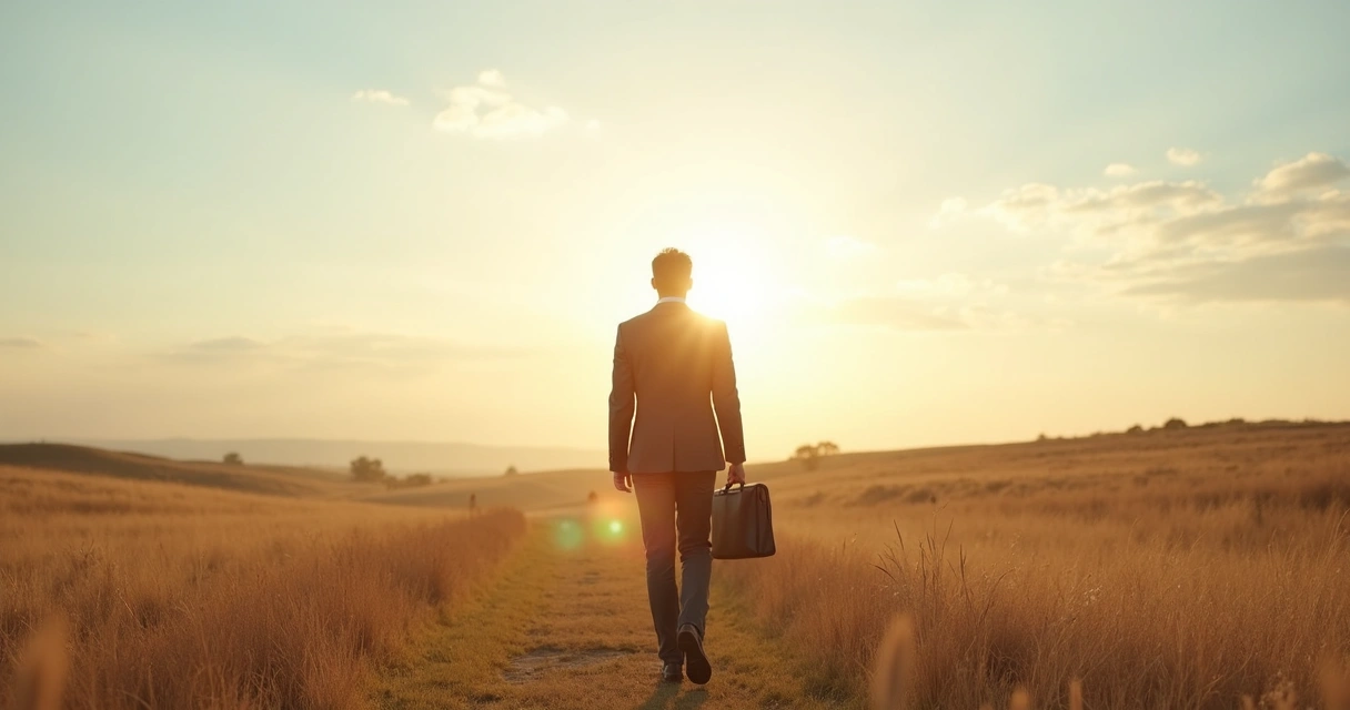 Pessoa caminhando para o horizonte olhando oportunidades profissionais. 