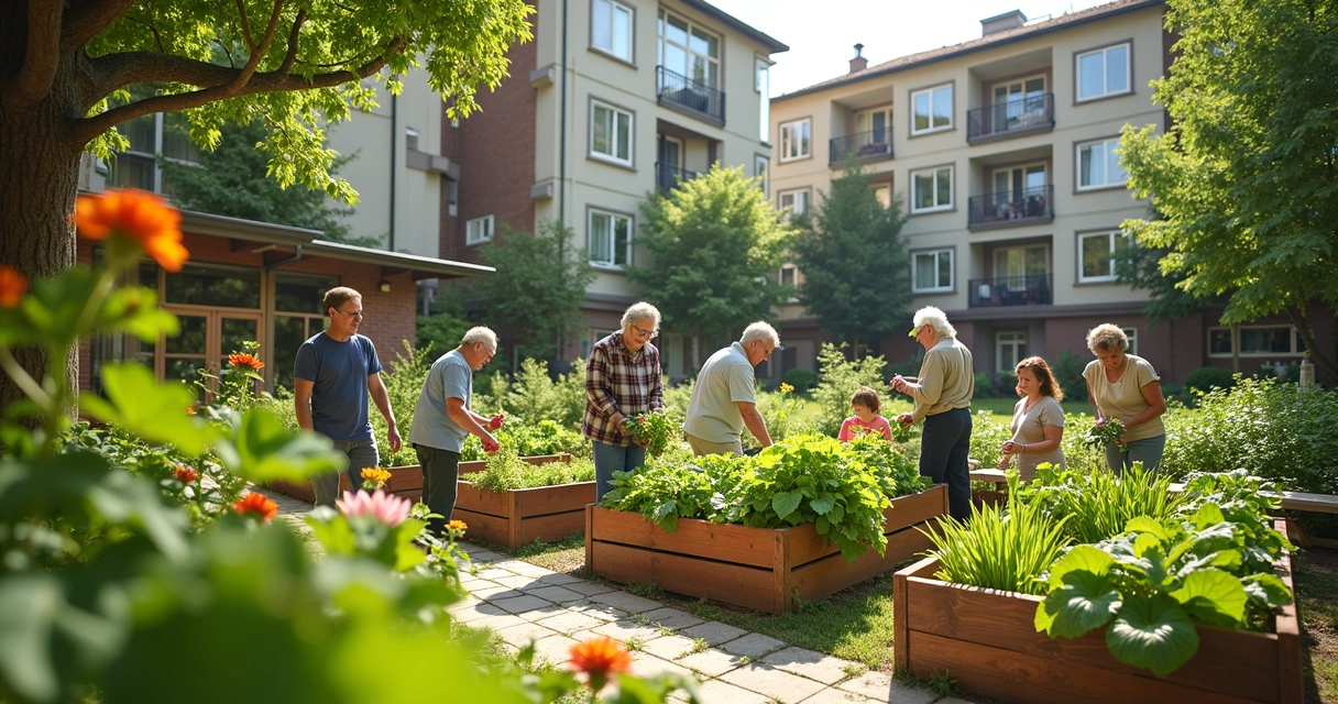Horta comunitária em área verde de condomínio. 
