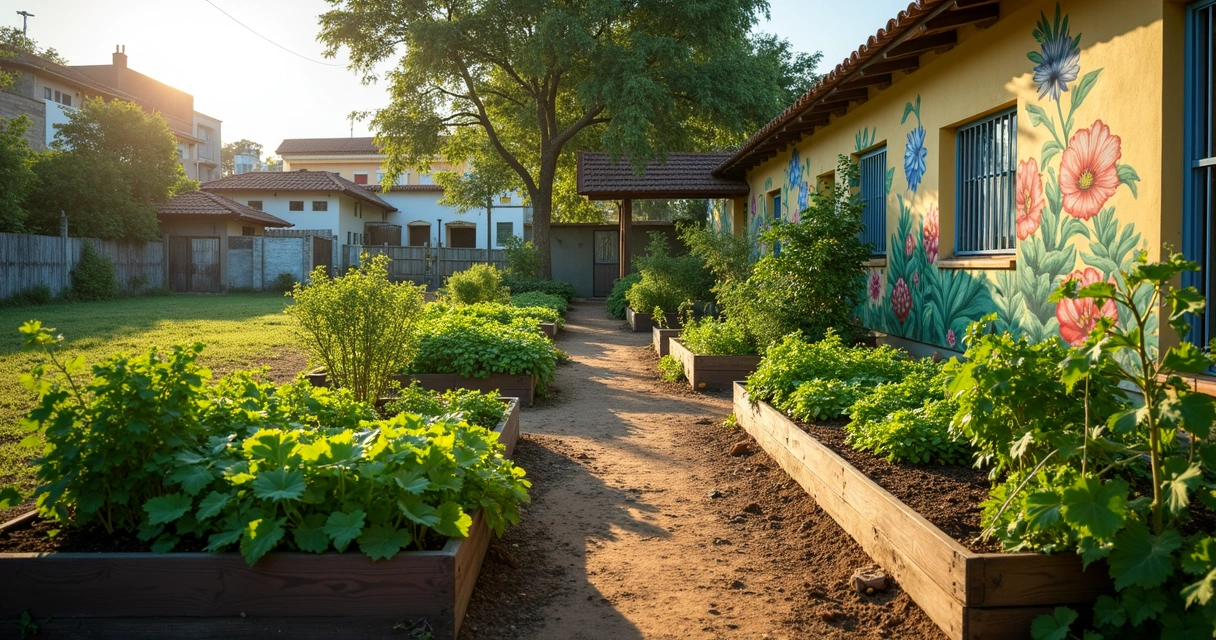 Horta comunitária no centro urbano 