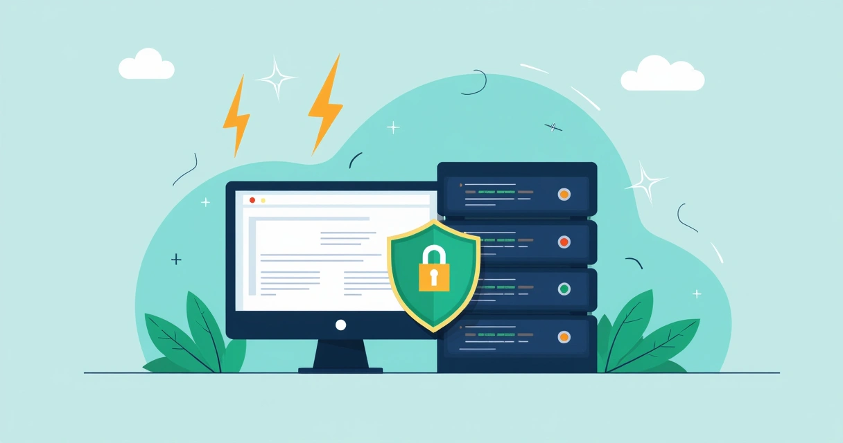 Hospedagem gratuita com segurança e SSL representada com escudo 