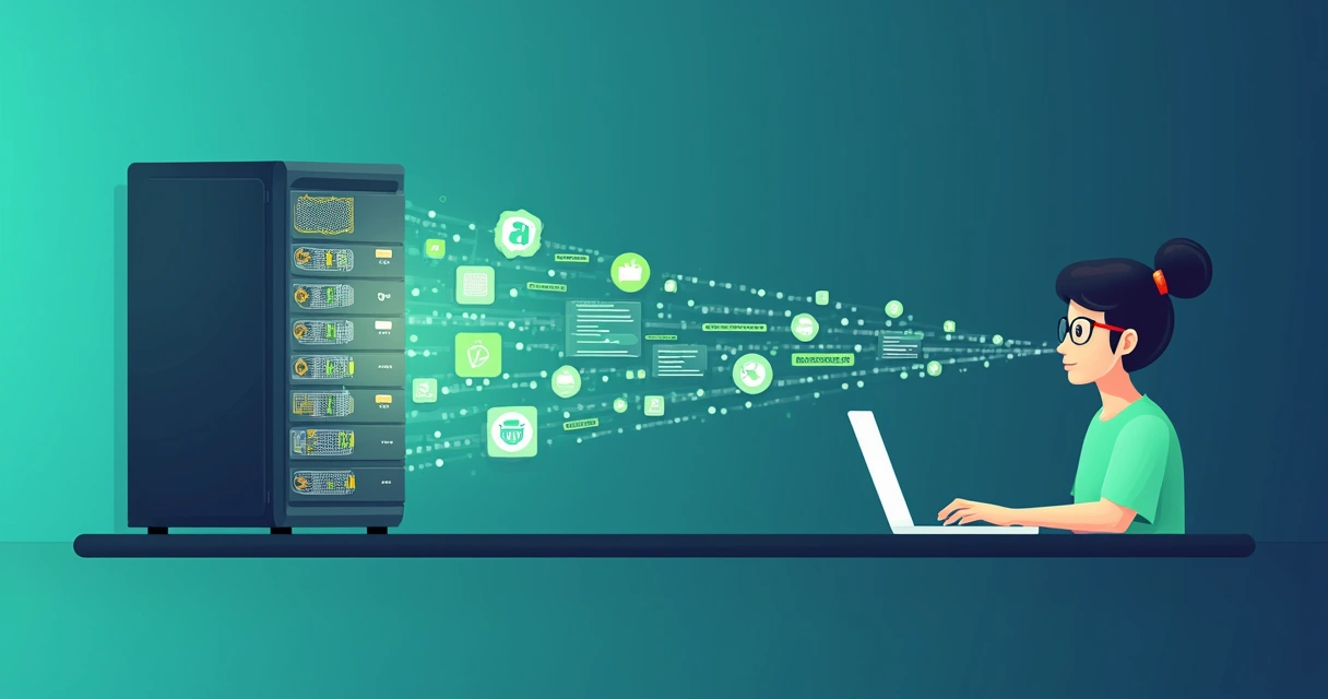 Diagrama mostrando o processo rápido de hospedagem de site 