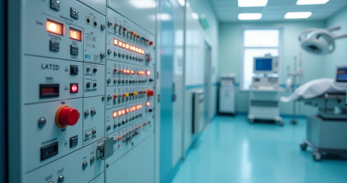 Painel elétrico hospitalar em ambiente limpo moderno 