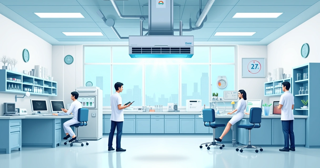 Laboratório hospitalar com climatização de precisão 