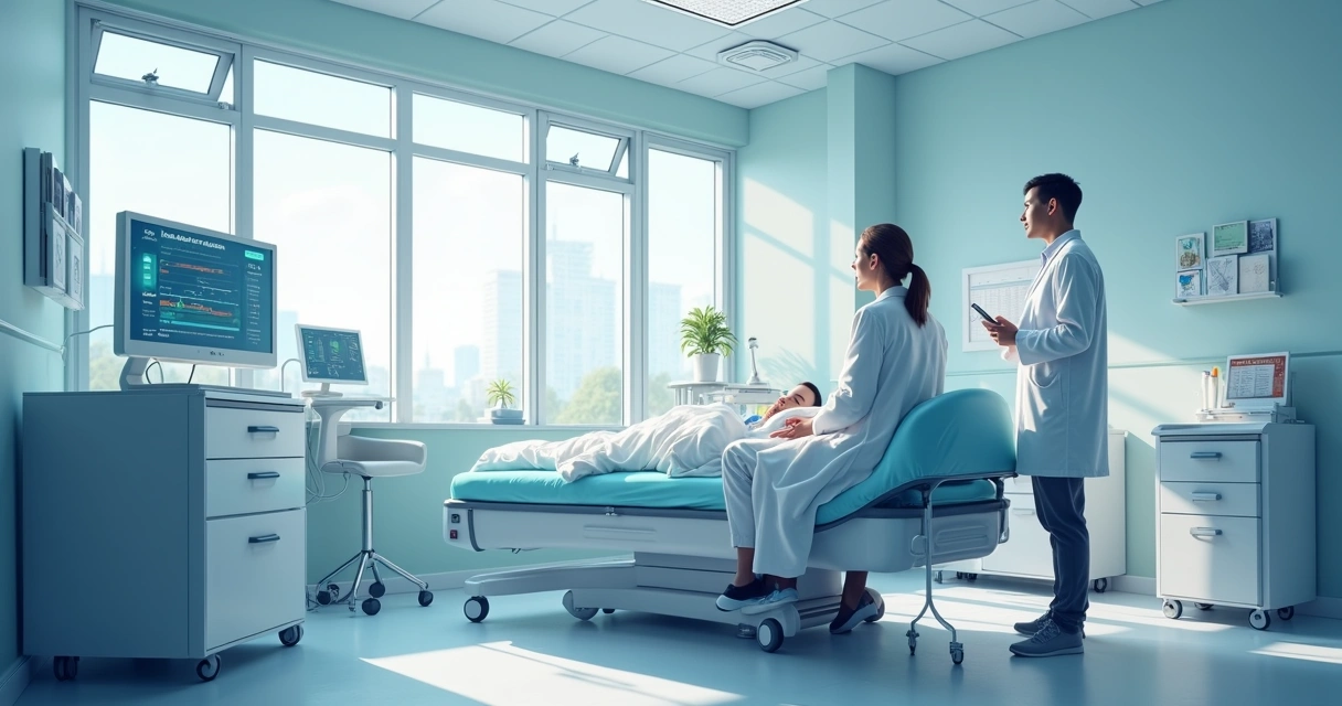 Profissional de saúde atendendo paciente no hospital 