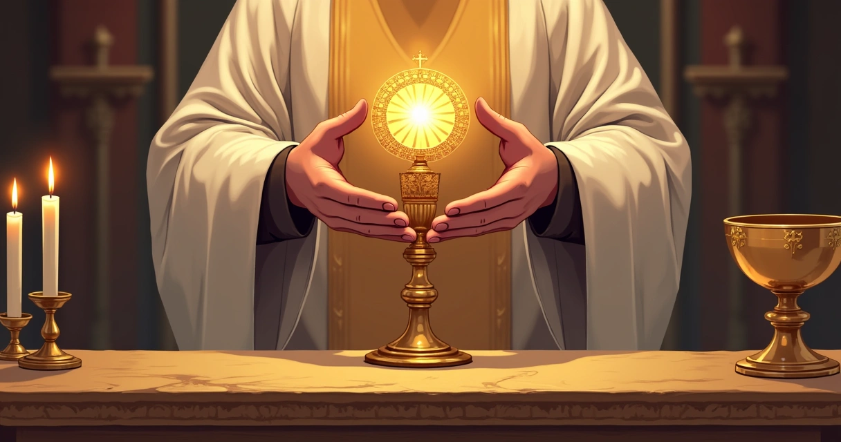 Hóstia consagrada no altar durante a Missa 