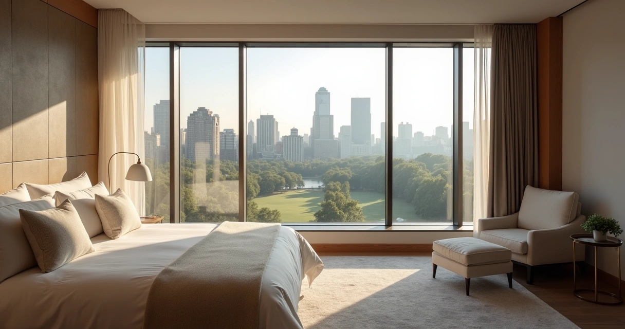 Hotel com vista para o Central Park em Manhattan. 