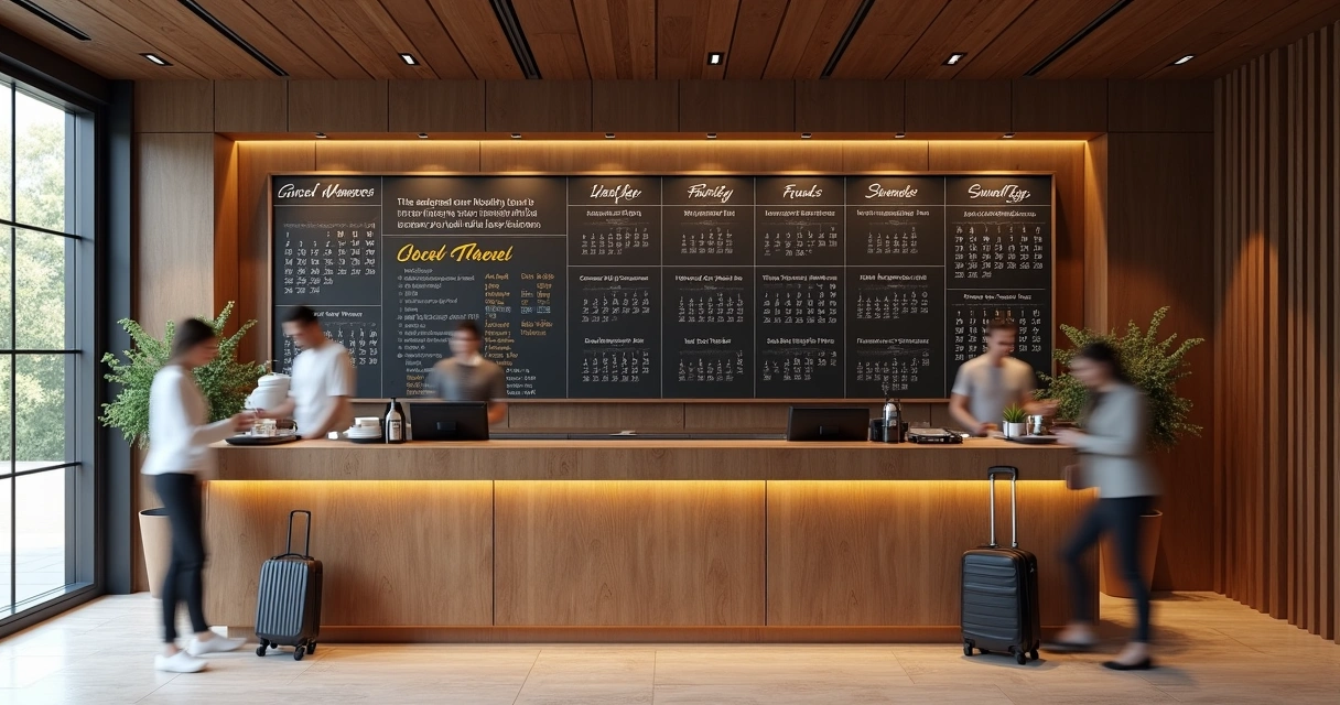 Quadro com diferentes valores de diárias de hotel conforme datas e ocupação. 