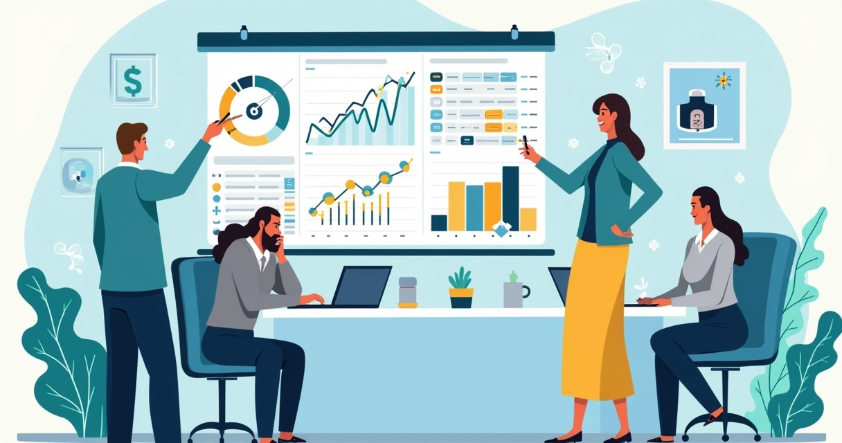 HR analytics dashboard tracking KPIs with trend lines and diverse employee avatars 