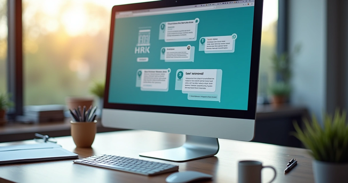 HR chatbot interface on office desktop 